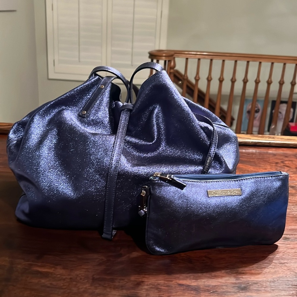 TIFFANY & CO. Shoulder Bag Metallic Blue with Pochette